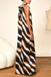 Karleedress Tie Neck Sleeveless Color Block Printed Maxi Dress