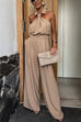 Karleedress Collared Sleeveless Wide Leg Pocketed Jumpsuit