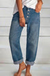 Karleedress Boyfriend Style Button Down Straight Leg Jeans