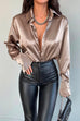 Karleedress Chic Long Sleeves Button Down Satin Bouse Shirt