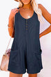 Karleedress Scoop Neck Pockets Solid Tank Romper