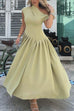 Karleedress Elegant Asymmetric Shoulder Pleated Swing Maxi Dress