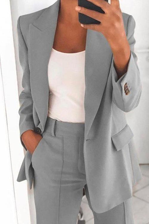 Karleedress One Button Solid Office Blazer Jacket