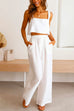 Karleedress Square Collar Cami Crop Top Wide Leg Pants Cotton Linen Set