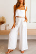 Karleedress Square Collar Cami Crop Top Wide Leg Pants Cotton Linen Set