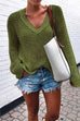 Karleedress Stylish V Neck Drop Shoulder Knit Sweaters