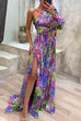 Karleedress One Shoulder High Slit Waisted Floral Maxi Party Dress