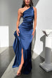 Karleedress One Shoulder High Slit Satin Maxi Party Dress