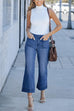 Karleedress Patch Pocket Straight Wide Leg Cropped Jeans