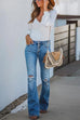 Karleedress Flare Bottoms Ripped Buttons Jeans