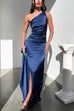 Karleedress One Shoulder High Slit Satin Maxi Party Dress