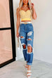 Karleedress Ripped Cut Out Straight Leg Jeans