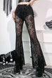 Karleedress Elastic Waist Bell Bottomed Mesh Lace Pants