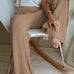 Karleedress Elastic Waist Wide Leg Solid Knit Pants