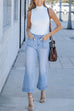 Karleedress Patch Pocket Straight Wide Leg Cropped Jeans