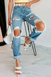 Karleedress Ripped Cut Out Straight Leg Jeans