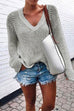 Karleedress Stylish V Neck Drop Shoulder Knit Sweaters