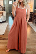 Karleedress Buttons Pockets Wide Leg Palazzo Overalls