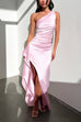 Karleedress One Shoulder High Slit Satin Maxi Party Dress