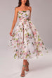 Karleedress Adjustable Strap Waisted Floral Swing Midi Holiday Dress