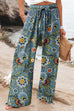 Karleedress Drawstring Elastic Waist Wide Leg Floral Print Pants