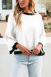 Karleedress Crewneck Drop Shoulder Color Block Knit Sweater