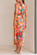 Karleedress Tie Back Halter Sleeveless Waisted Maxi Floral Dress