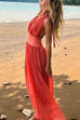 Karleedress Deep V Neck Halter Backless Flowy Maxi Party Dress