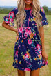 Karleedress Crewneck Short Sleeve Floral Printed Flowy Dress