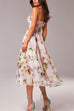 Karleedress Adjustable Strap Waisted Floral Swing Midi Holiday Dress