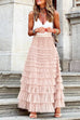 Karleedress Ruffle Layered Mesh A-line Long Tulle Skirt