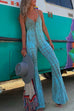 Karleedress Lace Up Bell Bottoms Tie Dye Cami Jumpsuit