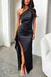 Karleedress One Shoulder High Slit Satin Maxi Party Dress