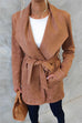 Karleedress Collared Open Front Faux Suede Coat with Belt