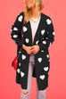 Karleedress Open Front Pocketed Valentines Date Heart Print Cardigan