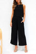 Karleedress Buttons Tank Top and Pockets Wide Leg Crop Pants Set