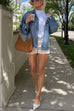 Karleedress Vintage Button Down Pocketed Denim Jacket