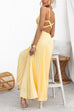 V Neck Backless Cut Out Pleated Maxi Cami Dress