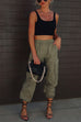 Karleedress Elastic Waist Pocketed Drawstring Ankle Cargo Pants