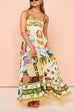 Karleedress Spaghetti Strap Tropic Print Swing Maxi Vacation Dress