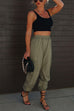 Karleedress Elastic Waist Pocketed Drawstring Ankle Cargo Pants