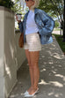 Karleedress Vintage Button Down Pocketed Denim Jacket