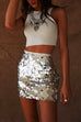 Karleedress Elastic Waist Sequin Bodycon Mini Skirt