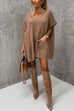 Karleedress Oversized V Neck Short Sleeves Pocketed Poncho Sweater