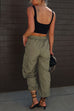 Karleedress Elastic Waist Pocketed Drawstring Ankle Cargo Pants