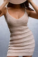 Karleedress V Neck Cable Knit Bodycon Mini Cami Dress