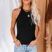 Karleedress Solid Ribbed Knit Slim Fit Tank Top