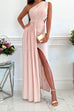 Karleedress One Shoulder Cut Out Waist High Slit Maxi Party Dress