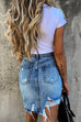 Karleedress Ripped Raw Hem Irregular Bodycon Denim Skirt