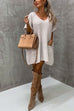 Karleedress Oversized V Neck Short Sleeves Pocketed Poncho Sweater